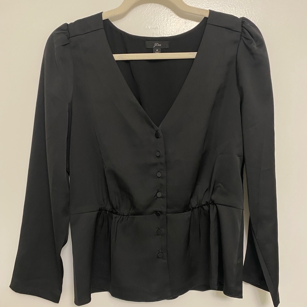 Jcrew Button Blouse Black, like new!